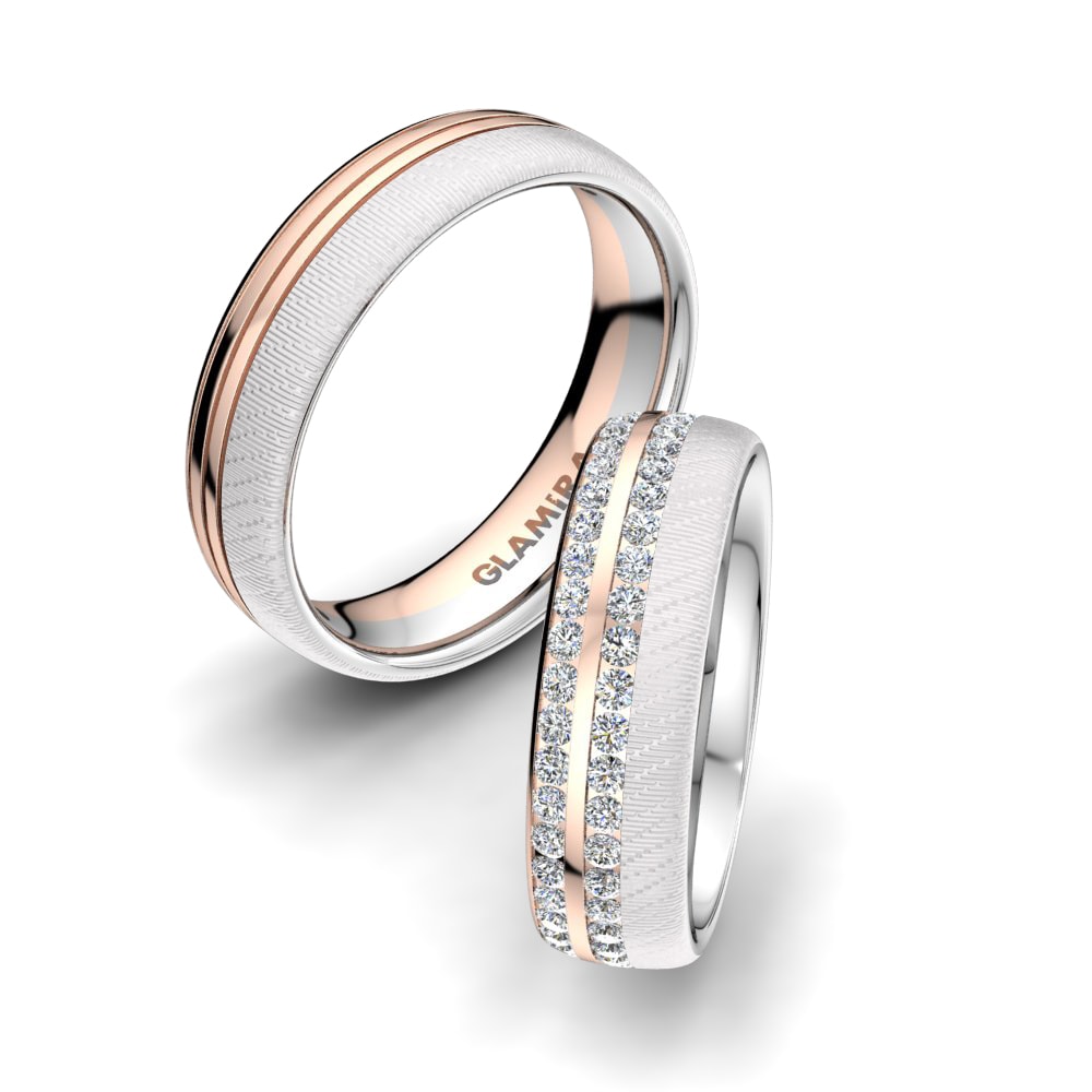 Memoire Wedding Rings Universe Alya 6 mm 585 White & Rose Gold Zirconia