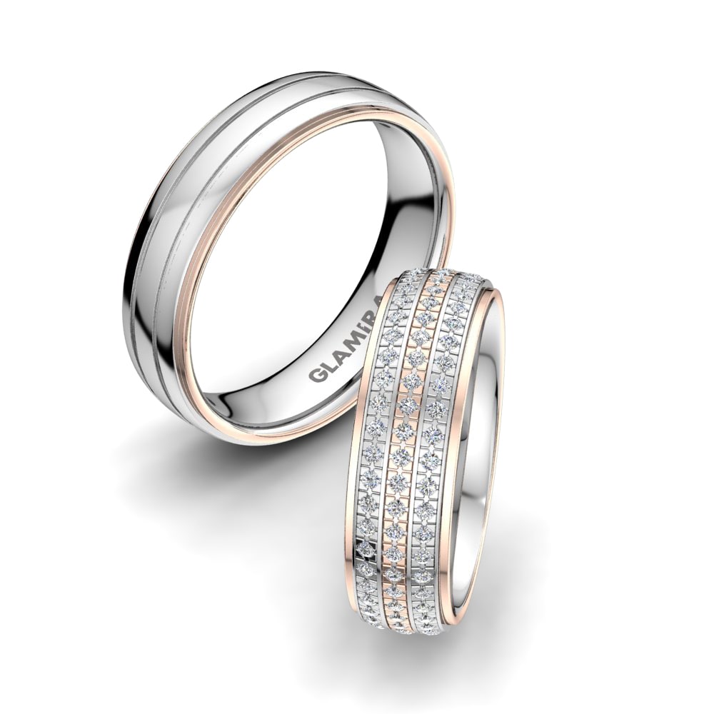 Memoire Wedding Rings Universe Earth 6 mm 585 White & Rose Gold Zirconia