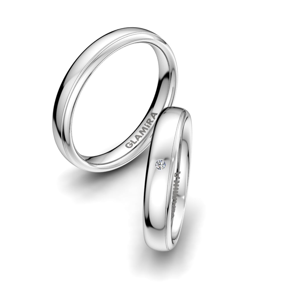 Simple Wedding Rings Unique Luxury 4 mm 585 White Gold Zirconia