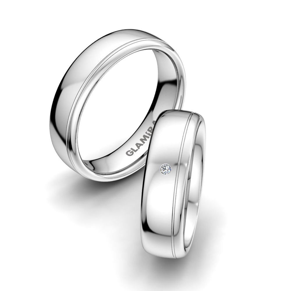 Argent Blanc Bague de Mariage Unique Luxury 6 mm