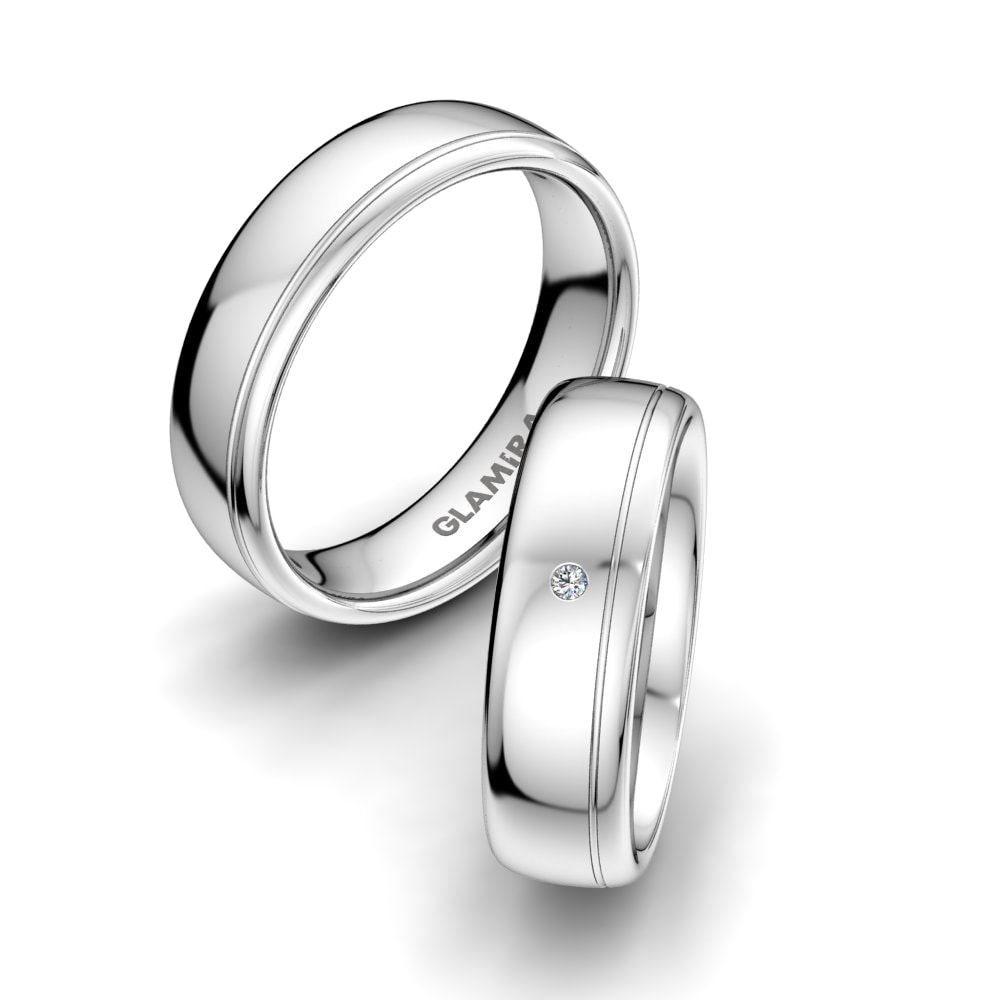 Bague de Mariage Unique Luxury 6 mm Argent Blanc