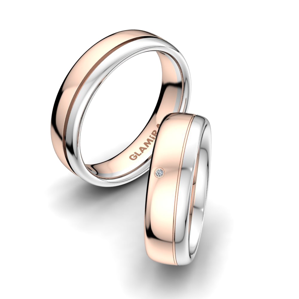 18k Rose & White Gold Wedding Ring Pretty Life 6 mm