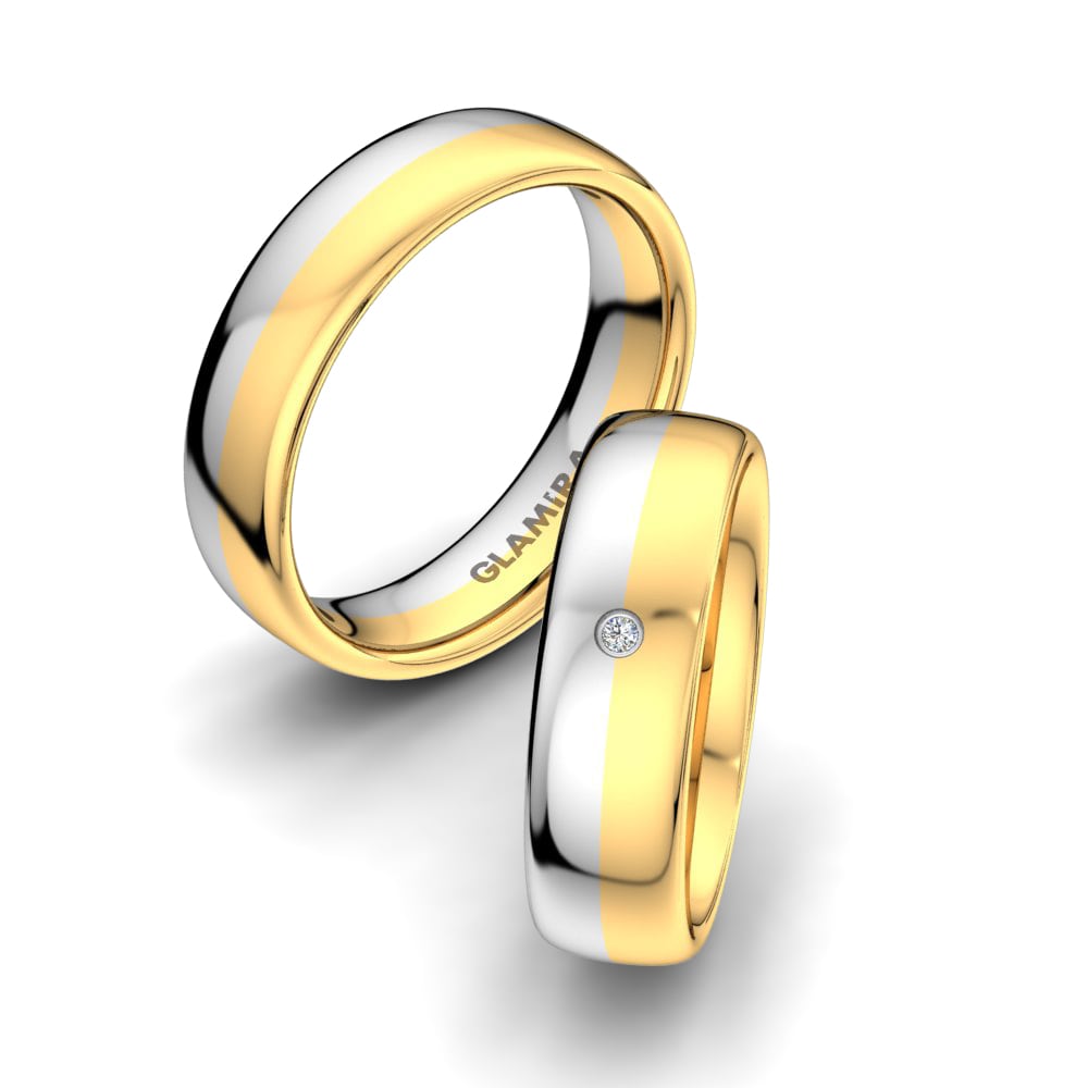 Bague de Mariage Natural Sensation 6 mm Or Jaune & Blanc 9k