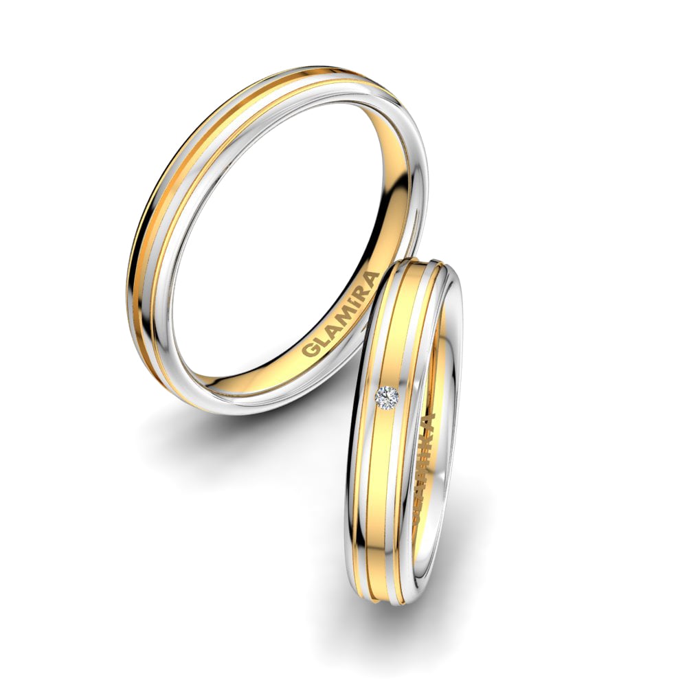 18k White & Yellow Gold Wedding Ring Elegant Destiny 4 mm