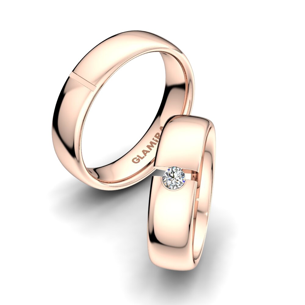 Or rose 14k Diamant Bague de Mariage White Shell 6 mm