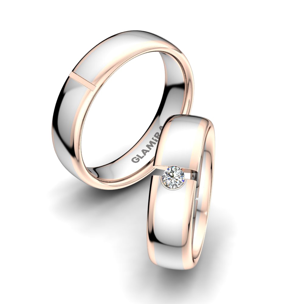 14ct White & Rose Gold Wedding Ring White Shell 6 mm