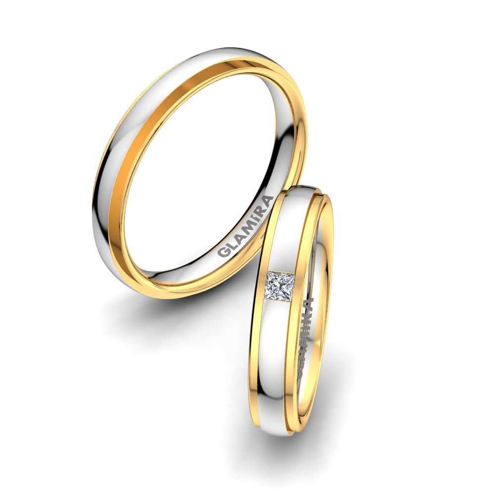 Simple Wedding Rings White Innocence 4 mm 585 Yellow & White Gold Zirconia