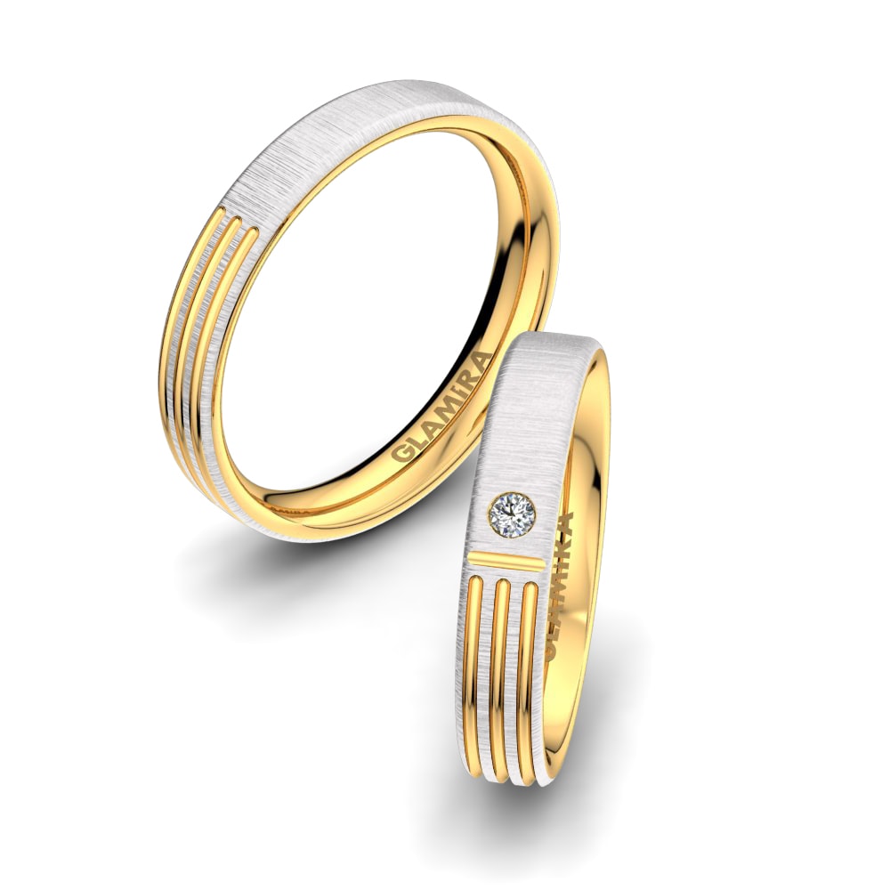 Bague de Mariage White Lily 4 mm Or Blanc & Jaune 14k