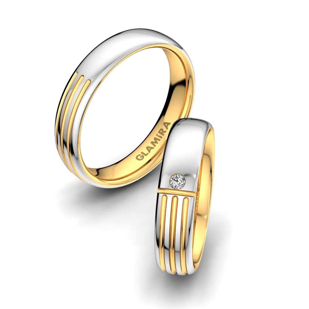 18K Wit & Geel Goud Trouwring White Lily 5 mm