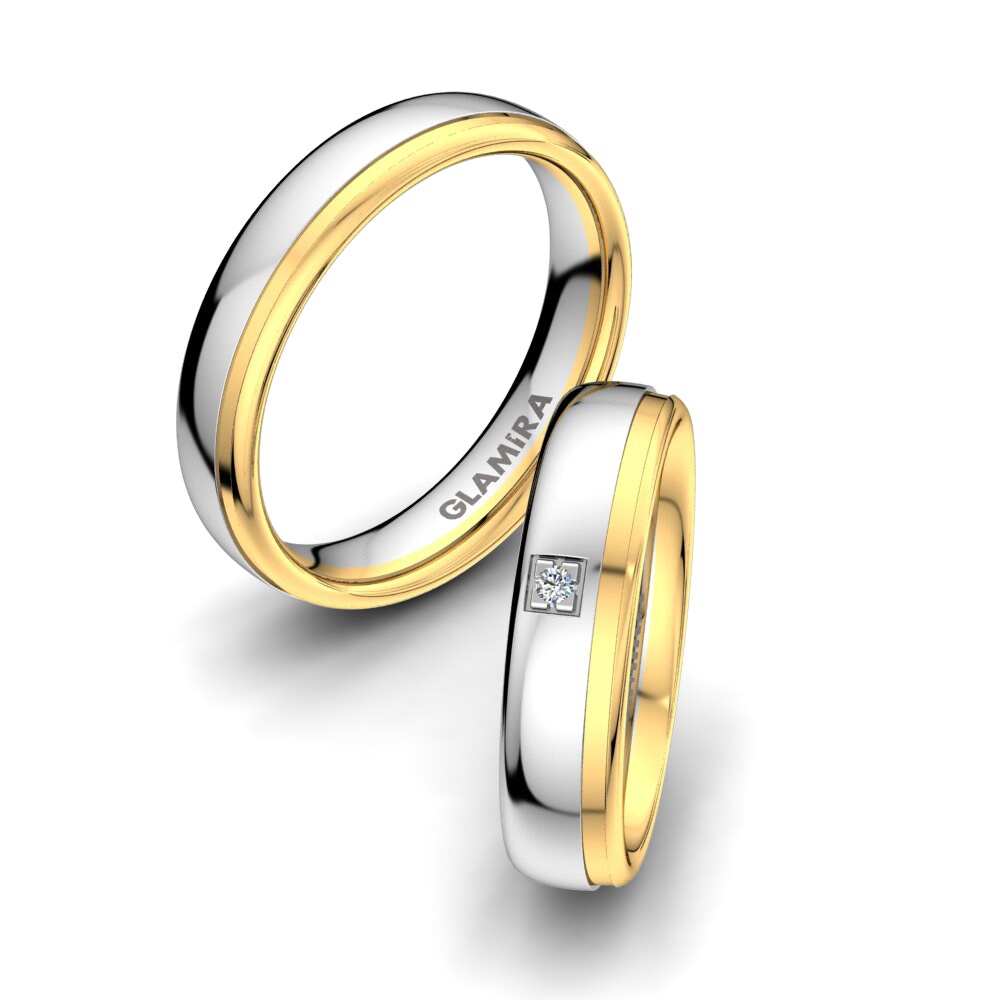 9k Oro Blanco & Amarillo Ninguna Anillo de boda Unique Feeling 5 mm