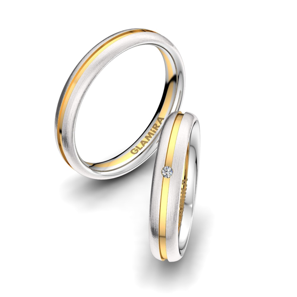 Compre Anillo de boda Pure Love 4 mm en 14k Oro Blanco Amarillo Diamante GLAMIRA .bo