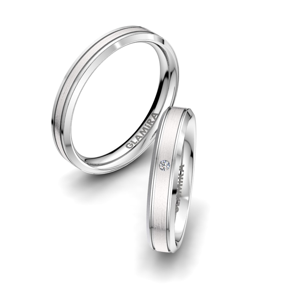 Simple Wedding Rings Pure Embrace 4 mm 585 White Gold Zirconia