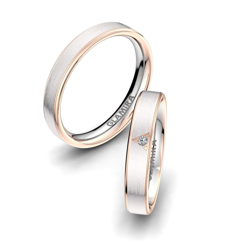 Simple Wedding Rings Elegant Reflection 4 mm 585 White & Rose Gold Zirconia