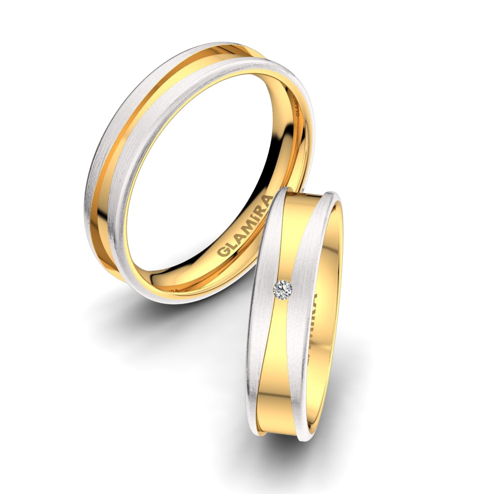 Anillo de boda Heavenly Blaze 5 mm 14k Oro Blanco / Amarillo