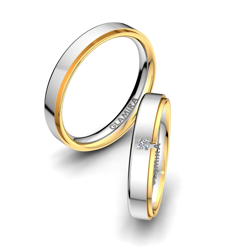 14k White & Yellow Gold Wedding Ring Charming Glow 4 mm