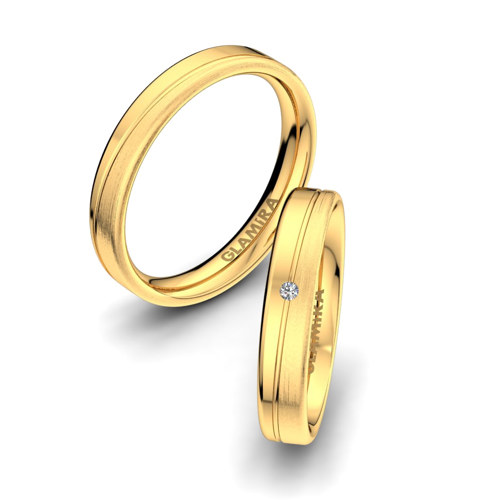 Simple Wedding Rings Bright Morning 4 mm 585 Yellow Gold Zirconia