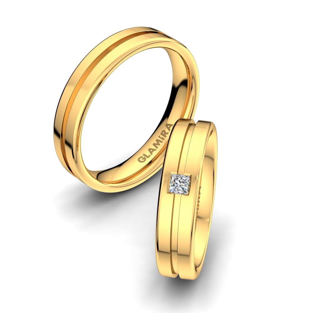 Or Jaune 18k Bague de Mariage Bright Queen 5 mm