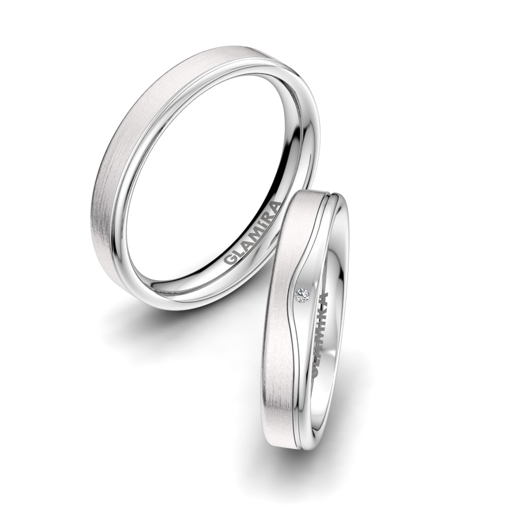 Simple Wedding Rings Alluring Event 4 mm 585 White Gold Zirconia