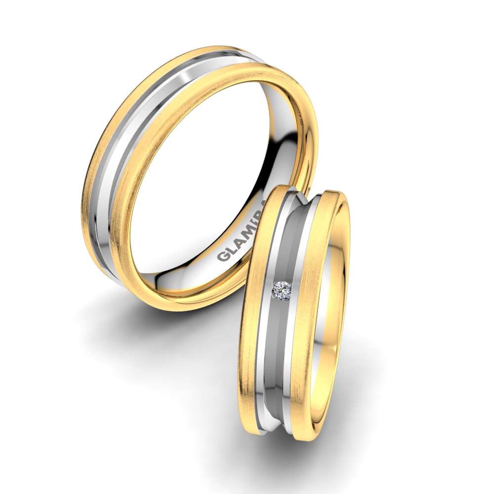 Bague de Mariage Alluring Surprise 6 mm Or Jaune & Blanc 14k