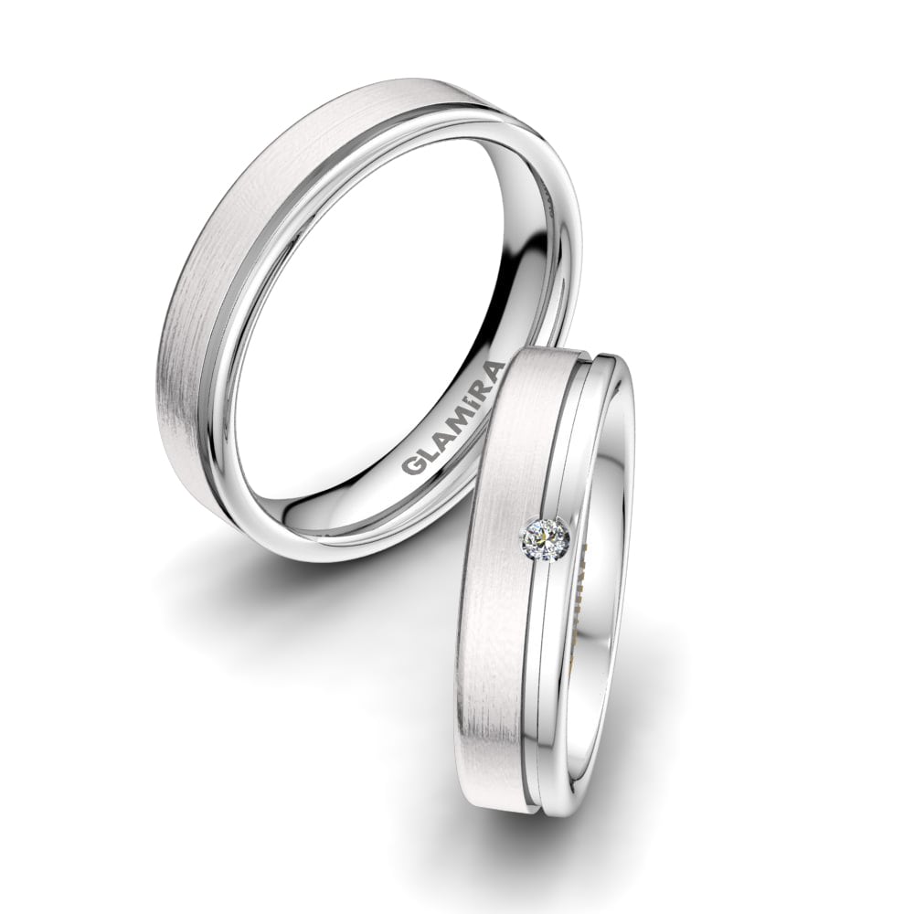 Simple Wedding Rings Alluring Duty 5 mm 585 White Gold Zirconia