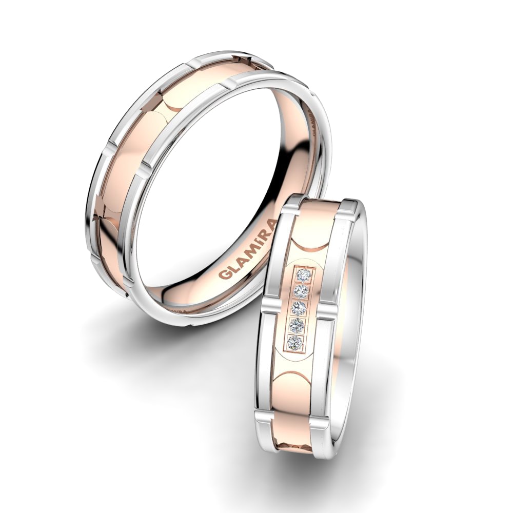 Or Rose& Blanc 18k Zircone Bague de Mariage Alluring Capacity 6mm