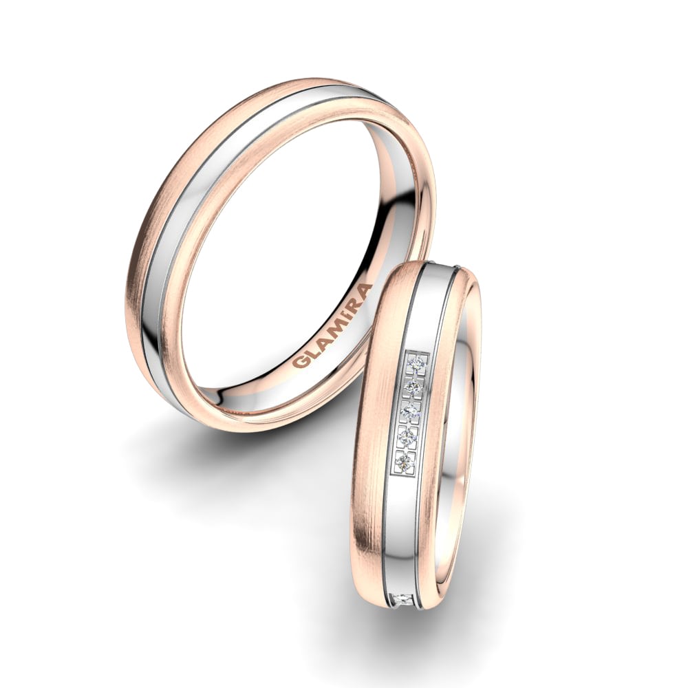Or Rose& Blanc 18k Zircone Bague de Mariage Alluring Faith 5mm