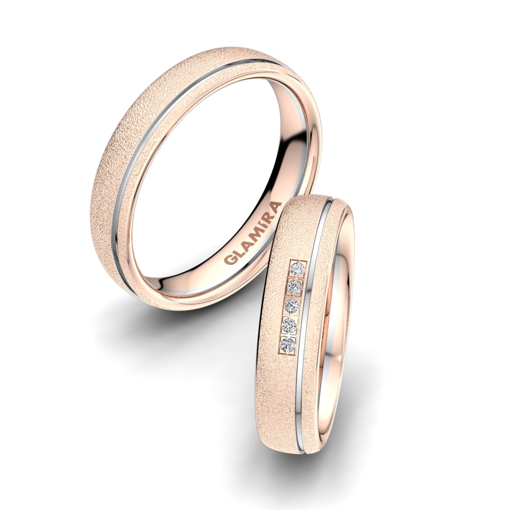 Or Rose& Blanc 18k Zircone Bague de Mariage Alluring Hope 5mm