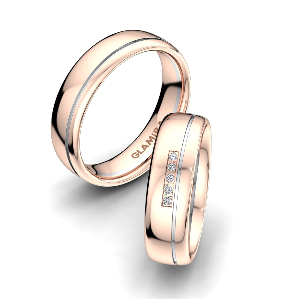 Or Rose& Blanc 18k Zircone Bague de Mariage Alluring Hope 6mm