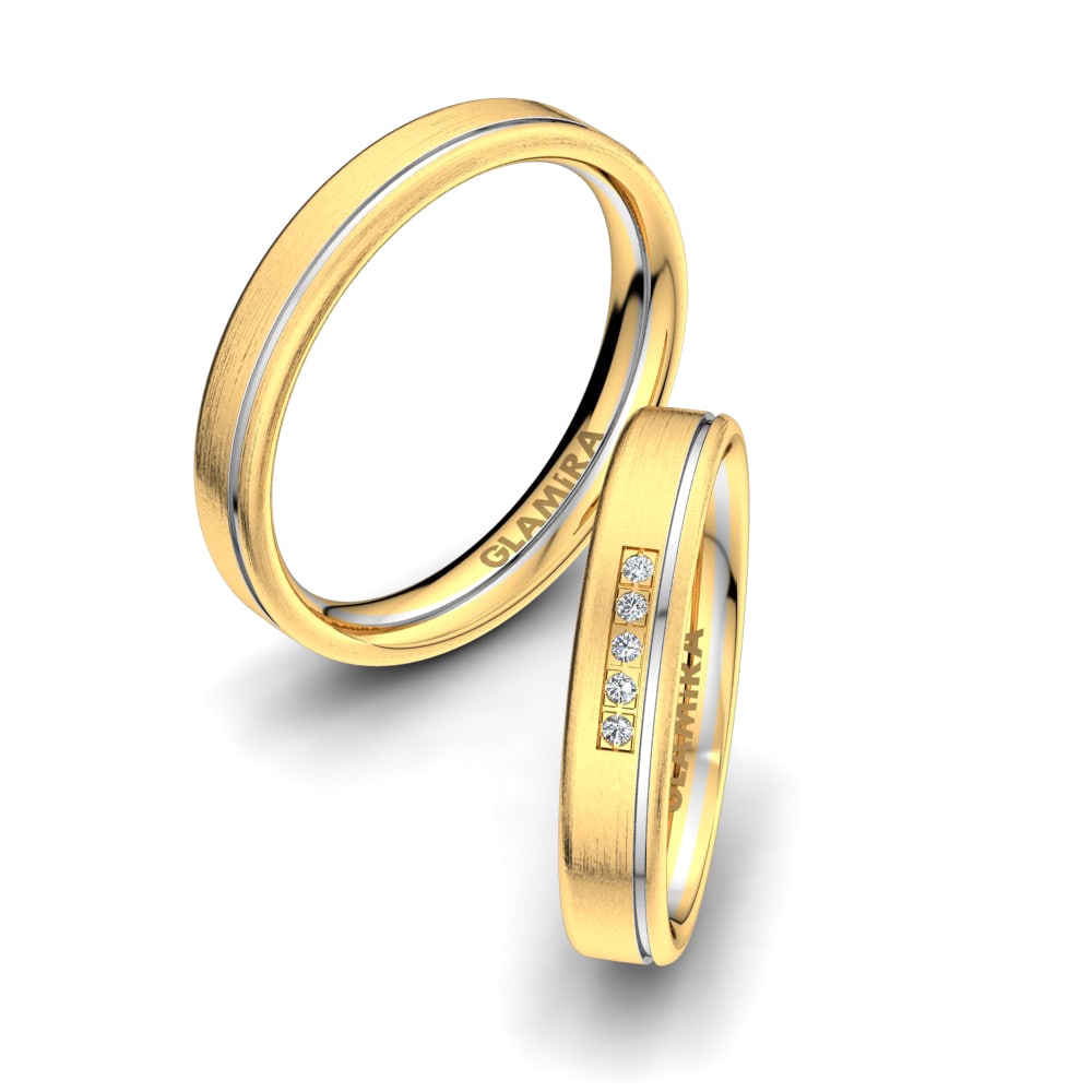 Or Jaune & Blanc 14k Diamant De Synthèse Bague de Mariage Alluring Hope