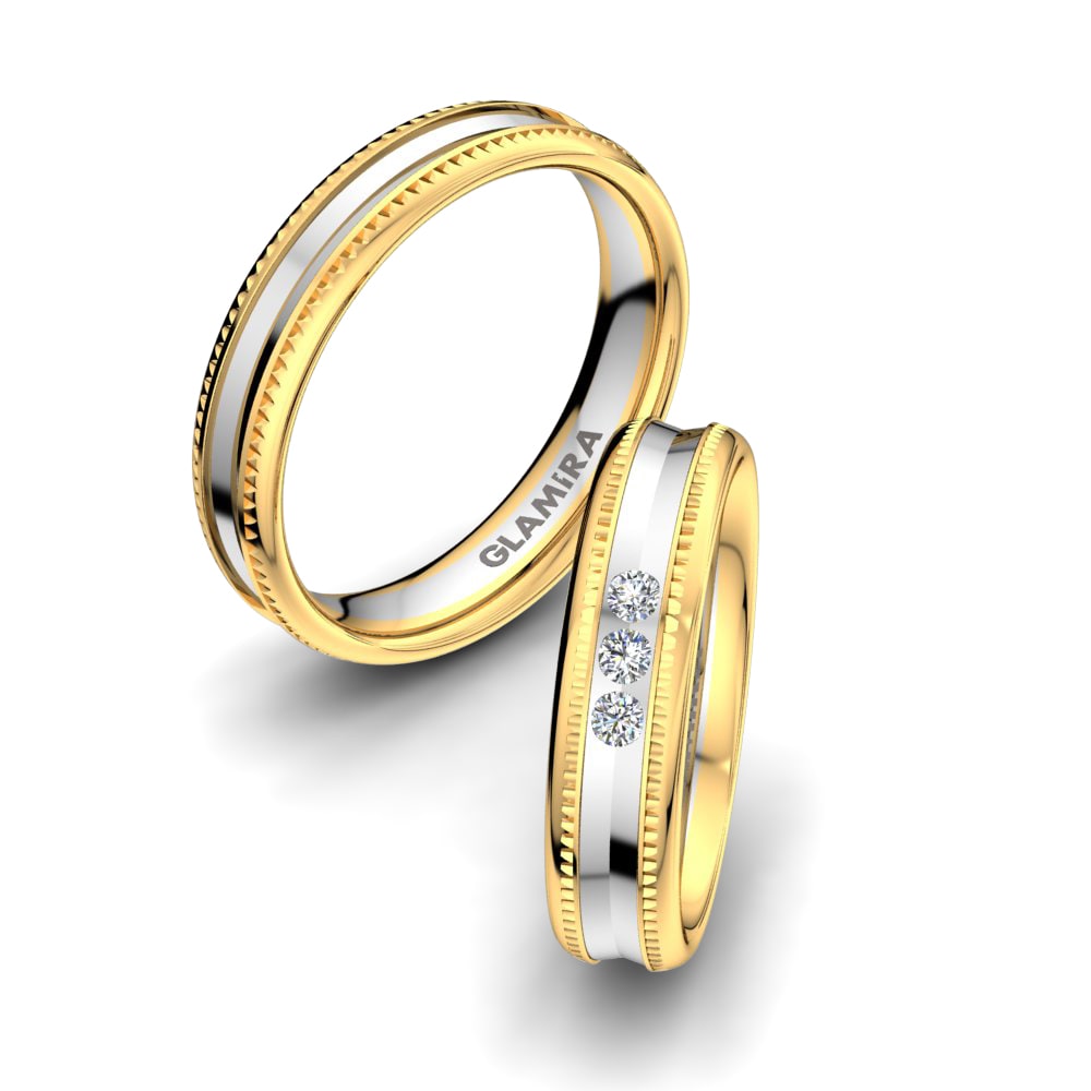 18k Yellow & White Gold Wedding Ring Alluring Intention 5mm