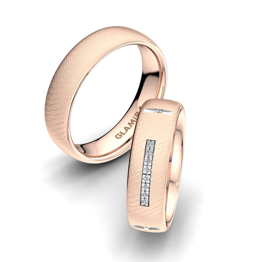 Or Rose& Blanc 18k Zircone Bague de Mariage Alluring Vision 6mm