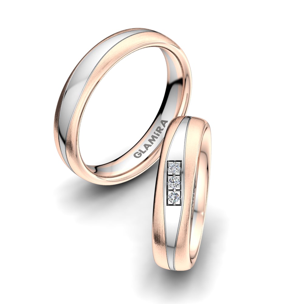 Or Rose& Blanc 18k Zircone Bague de Mariage Amazing Miracle 5mm