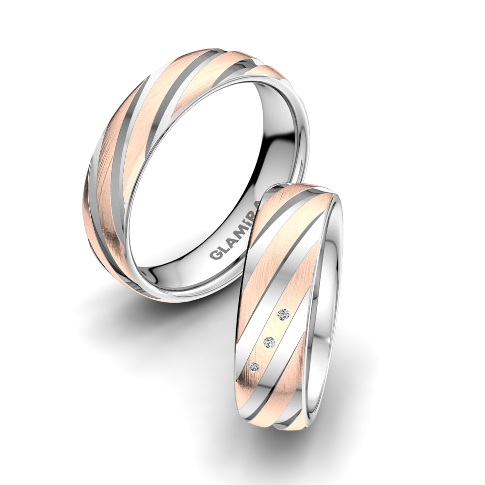 Or Rose& Blanc 18k Zircone Bague de Mariage Attractive Crimp 6mm