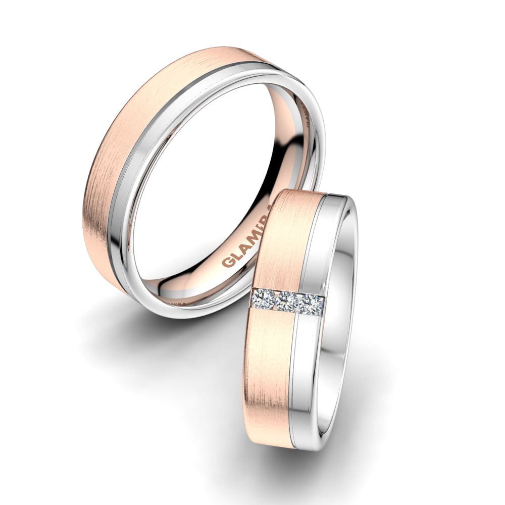 Or Rose& Blanc 18k Zircone Bague de Mariage Bright Eternity 6mm