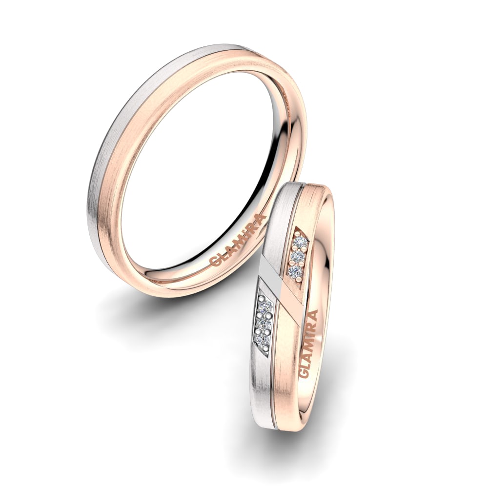Or Rose& Blanc 18k Zircone Bague de Mariage Bright Spring