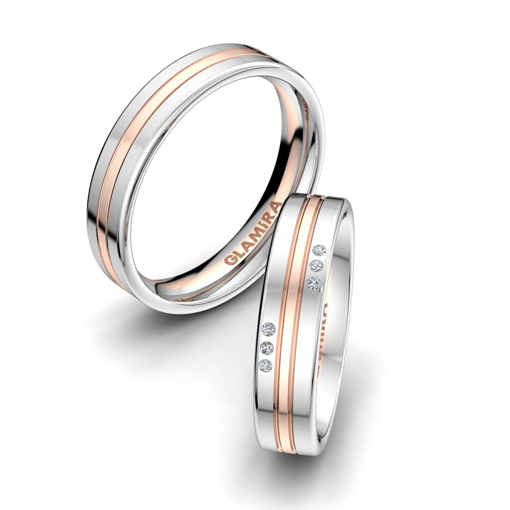 White and rose gold wedding ring outlet