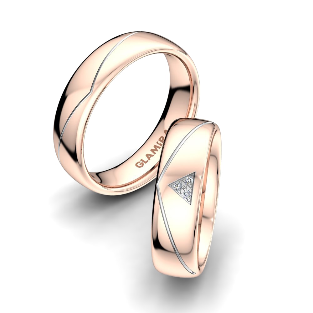 Or Rose& Blanc 18k Zircone Bague de Mariage Charming Element 6mm