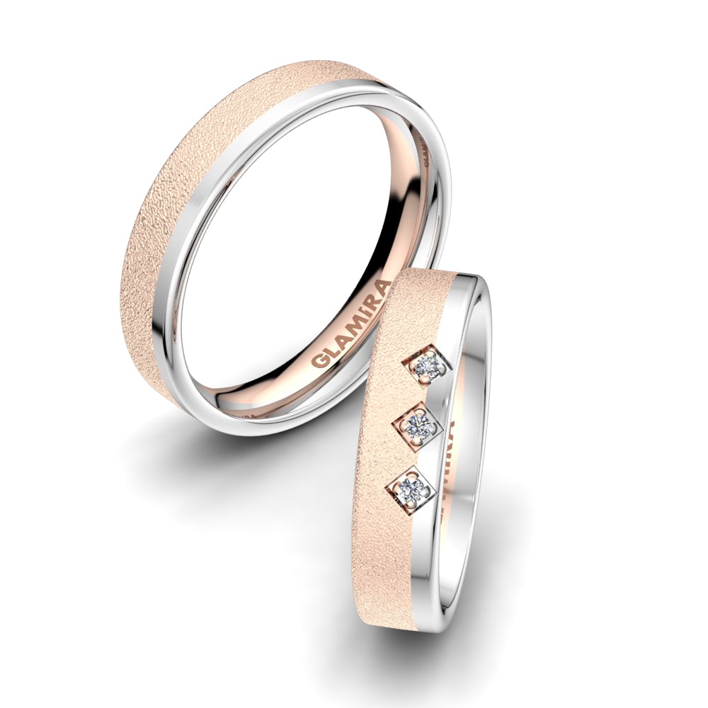 Or Rose& Blanc 18k Zircone Bague de Mariage Elegant Blaze 5mm