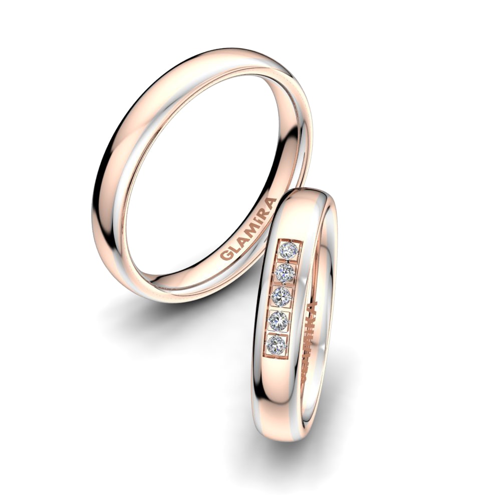 Or Rose& Blanc 18k Zircone Bague de Mariage Amazing Grace 4mm
