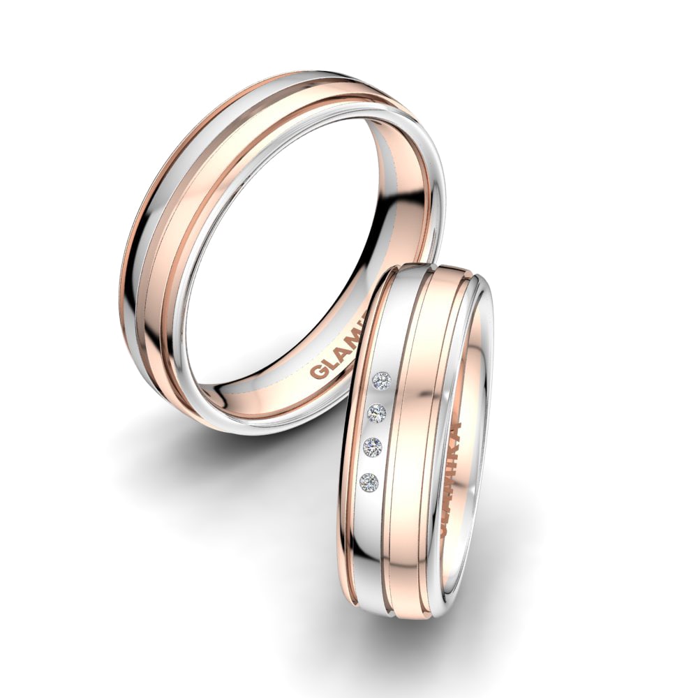 Or Rose& Blanc 18k Zircone Bague de Mariage Pure Saint 6mm