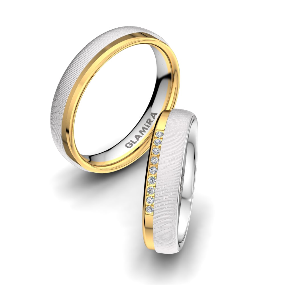 9k White & Yellow Gold Wedding Ring Shining Care 5mm