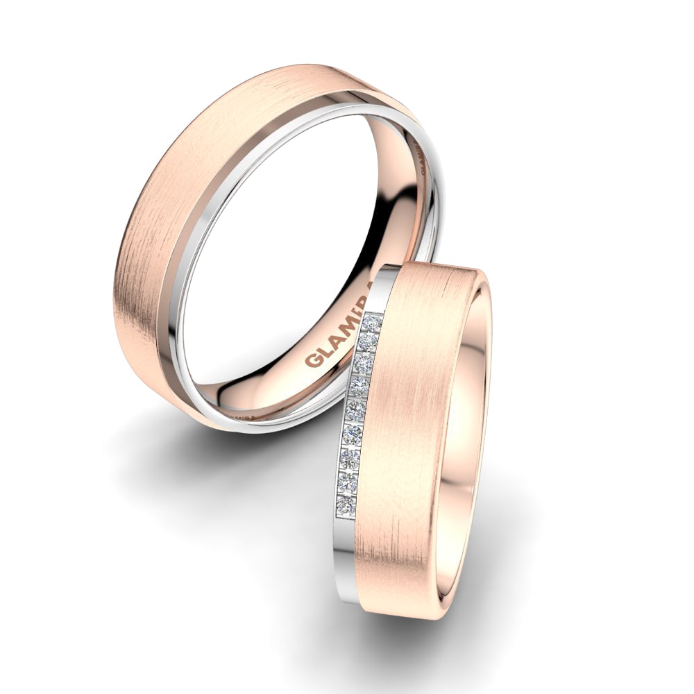Or Rose& Blanc 18k Zircone Bague de Mariage Shining Care 6mm