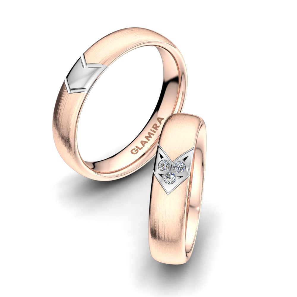 Or Rose& Blanc 18k Zircone Bague de Mariage Silent Mirror 5mm