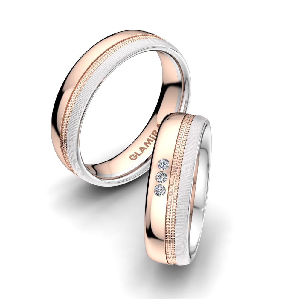 Or Rose& Blanc 18k Zircone Bague de Mariage White Daisy 6mm