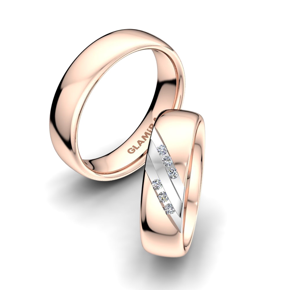 Or Rose& Blanc 18k Zircone Bague de Mariage White Pearl 6mm