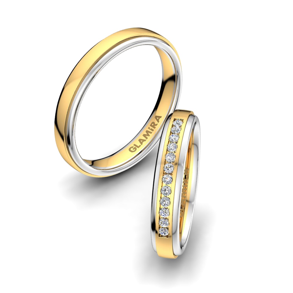 9k Yellow & White Gold Wedding Ring Alluring Chapter 4 mm