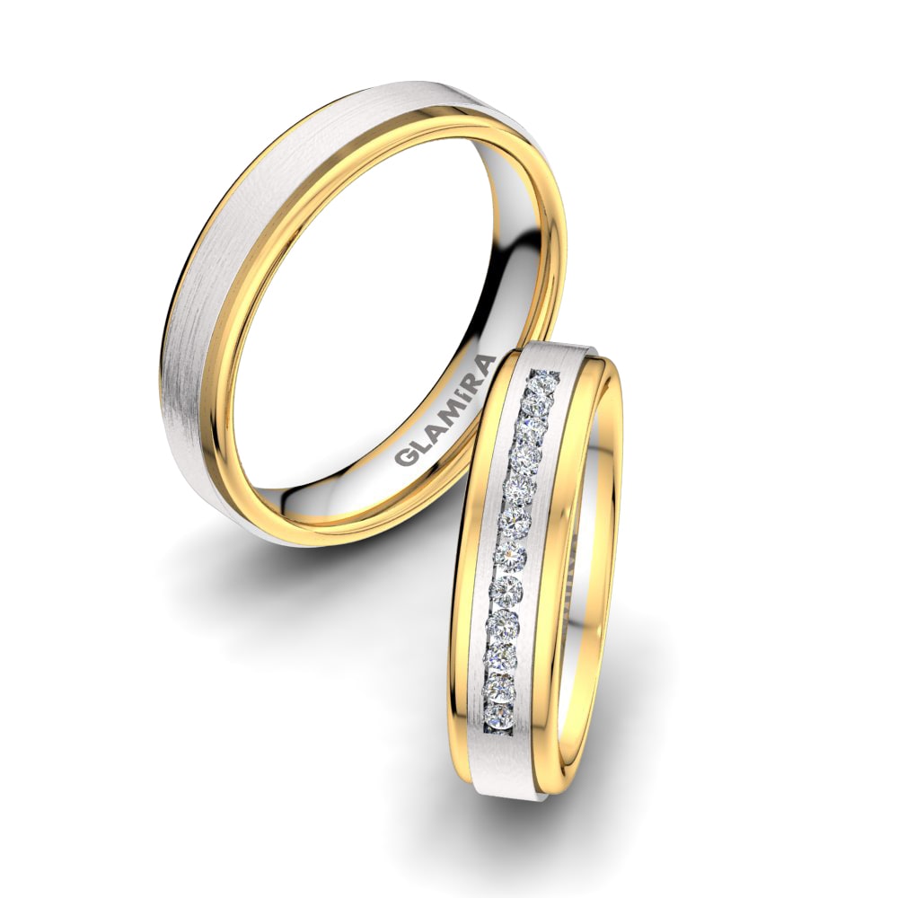 14k White & Yellow Gold Wedding Ring Alluring Chapter 5 mm