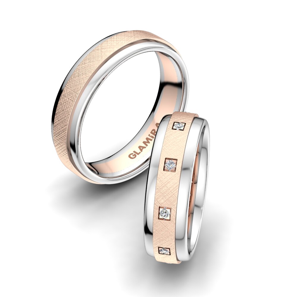 Or Rose& Blanc 18k Zircone Bague de Mariage Alluring Scense 6 mm