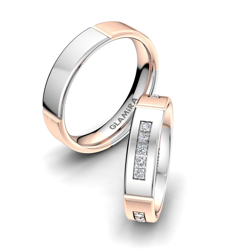 Or Rose& Blanc 18k Zircone Bague de Mariage Amazing Fate 5 mm