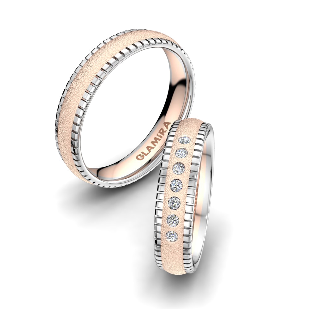 Or Rose& Blanc 18k Zircone Bague de Mariage Bright Jewel 5 mm